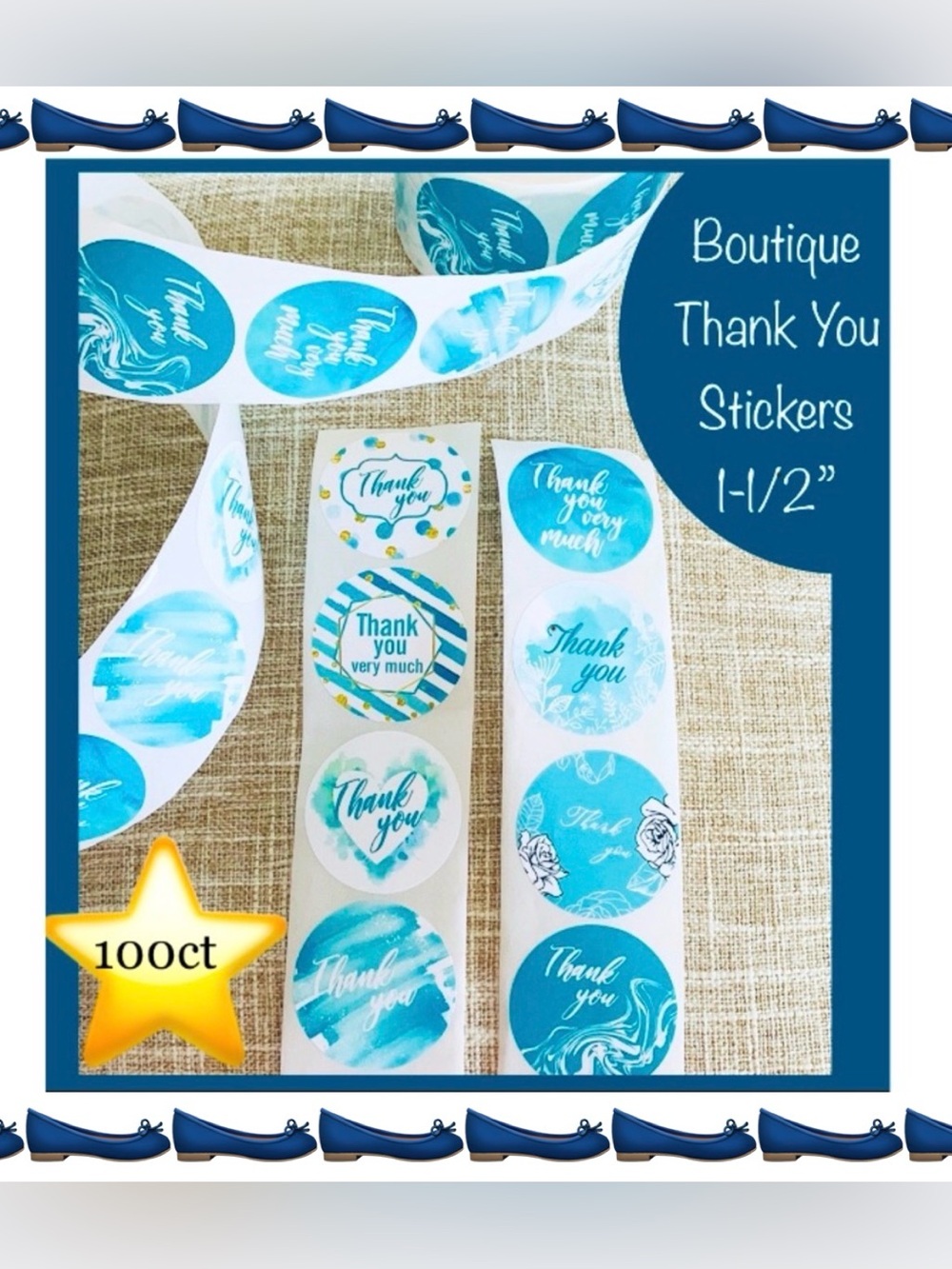 100 ~1.5” Thank You Boutique Stickers 🌟🆕🌟 2 For $15 (Bundle & Save)